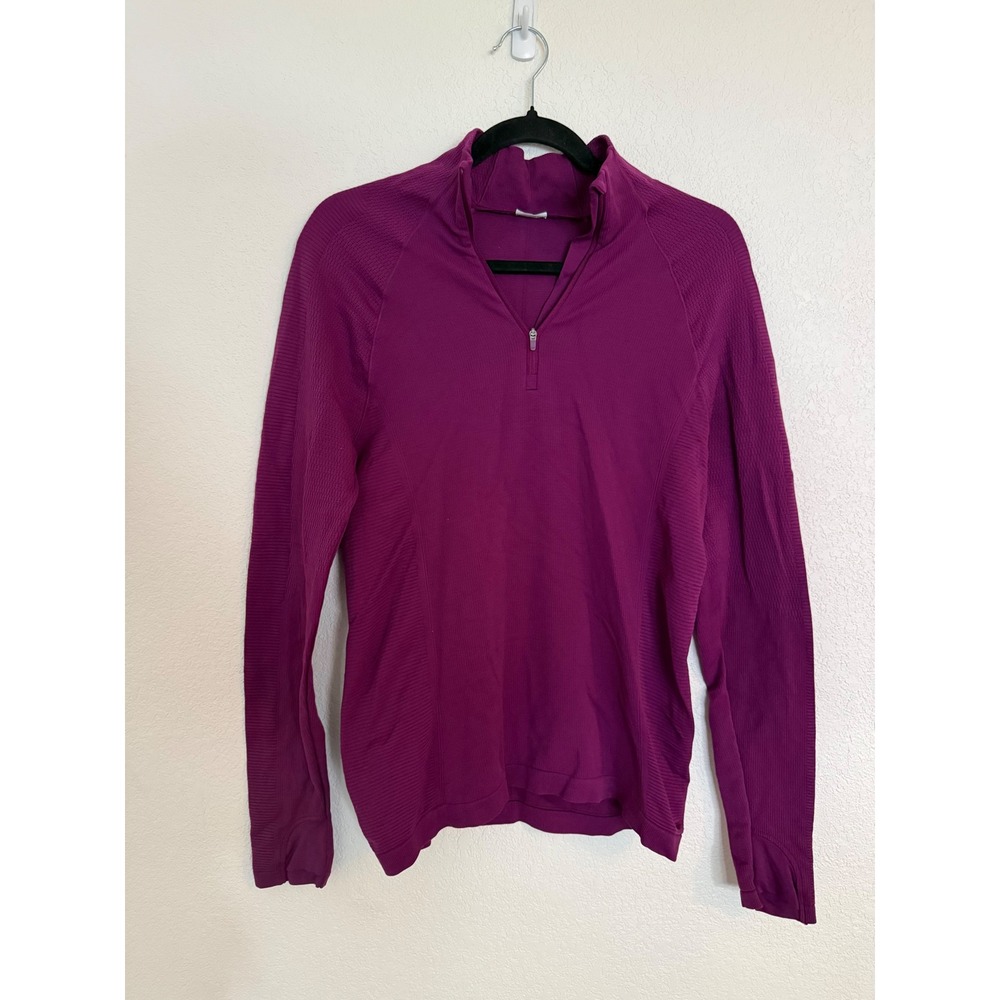 Athleta Momentum Half Zip Pullover Magenta Purple Seamless Thumbhole Medium